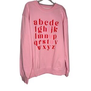 Ivy + Cloth I heart U Alphabet graphic oullover crewneck sweater pink red